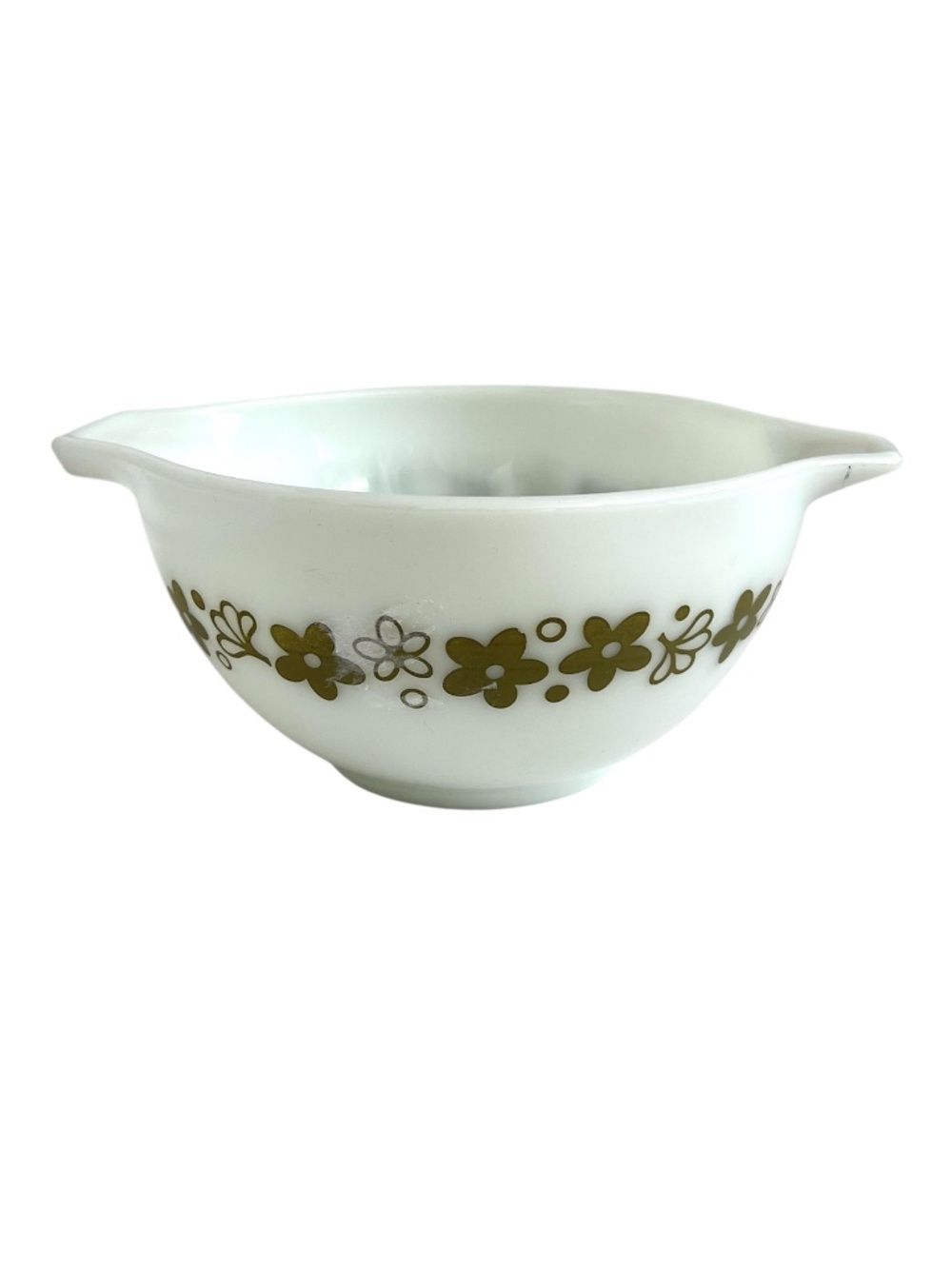 Vintage PYREX Spring Blossom Mixing Bowl 441 White Green